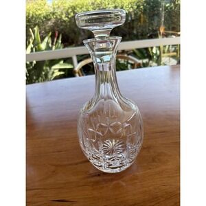 Fine Atlantis‎ Cut Crystal Decanter Faceted w/ Cut Stopper Signed - 10 1/4"